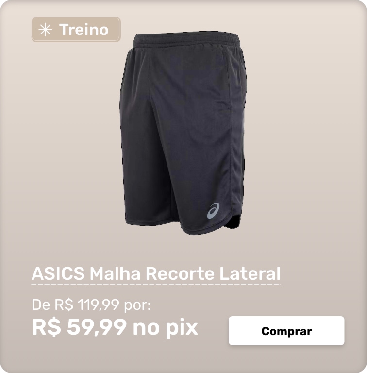 Bermuda ASICS Malha Recorte Lateral - Preta
