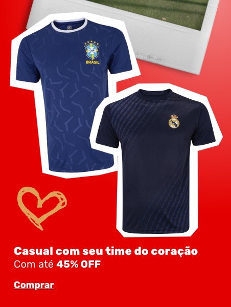 Casual com seu time do coração até 45% OFF
