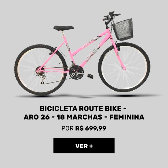 Bicicleta-Route-Bike---Aro-26---Freios-V-brake---Câmbio-Importado---18-Marchas---Feminina