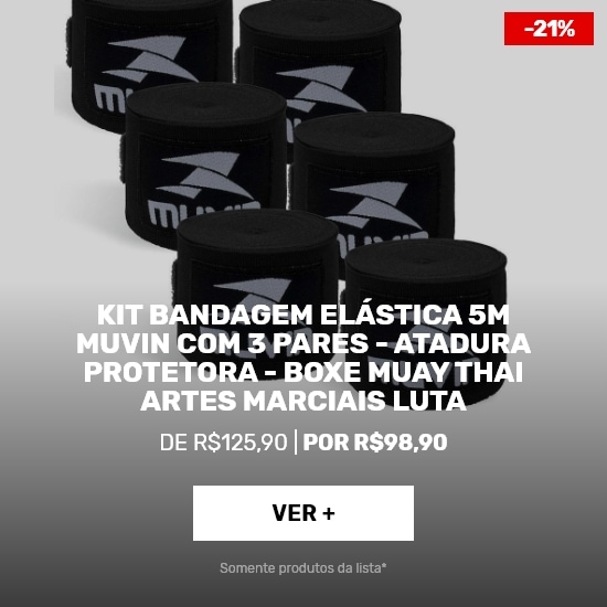 Kit-Bandagem-Elástica-5m-Muvin-com-3-Pares---Atadura-Protetora---Boxe-Muay-Thai-Artes-Marciais-Luta