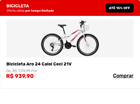 Bicicleta Aro 24 Caloi Ceci 21V