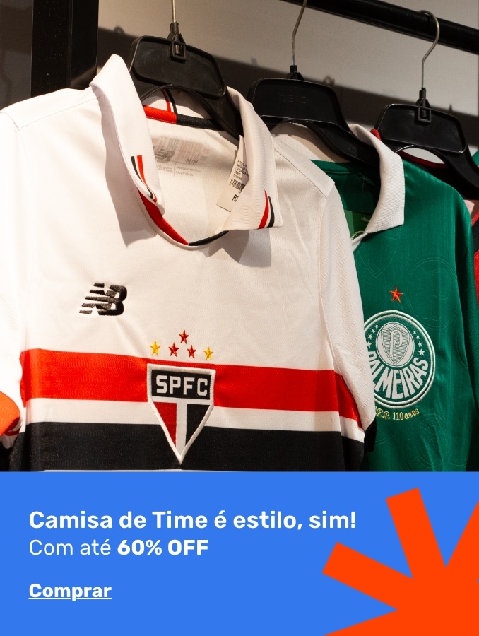 Camisa de Time é estilo, sim! - Com até 60% OFF