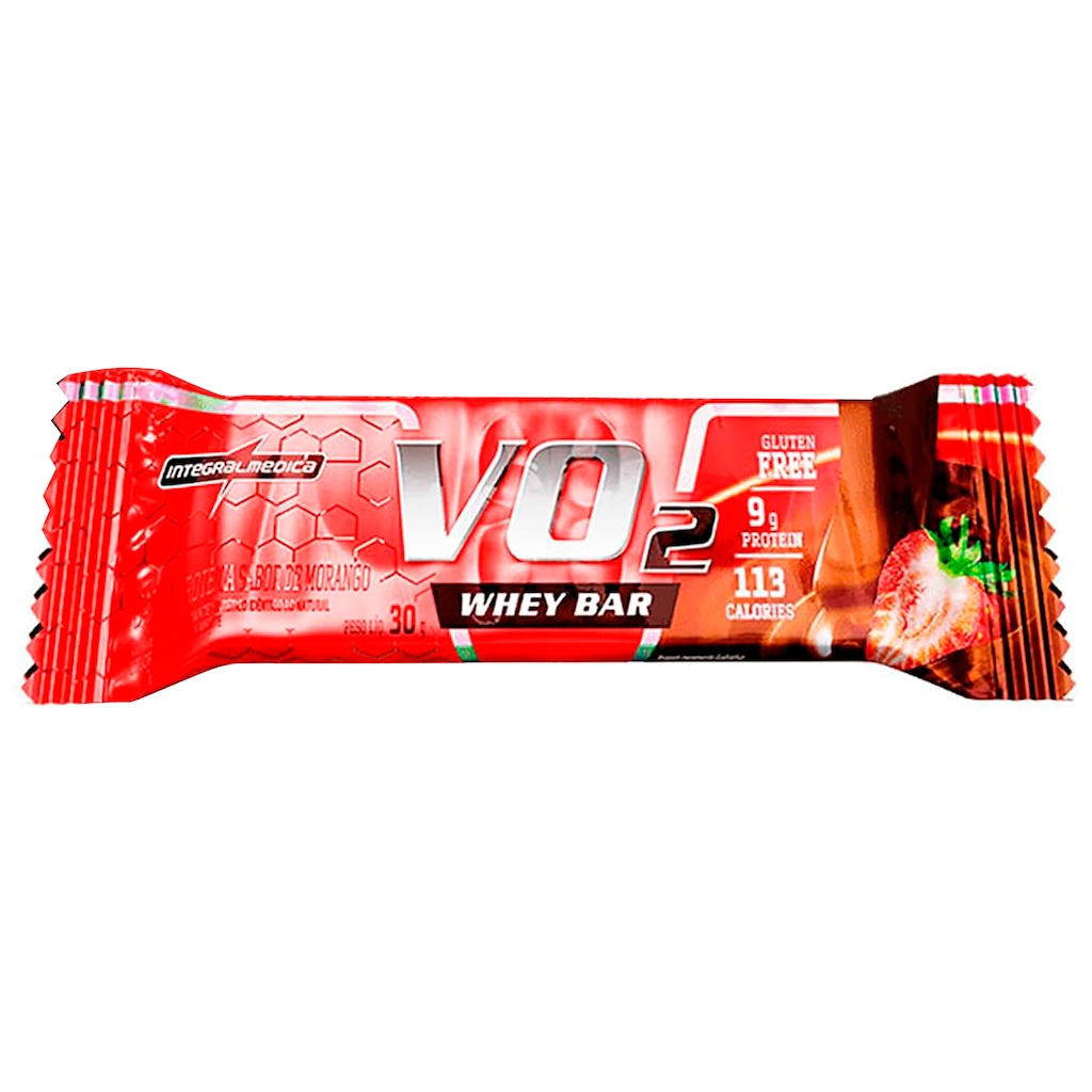 Barra de Proteína Integralmédica VO2 Whey Bar - 30g - Morango - 1 unidade