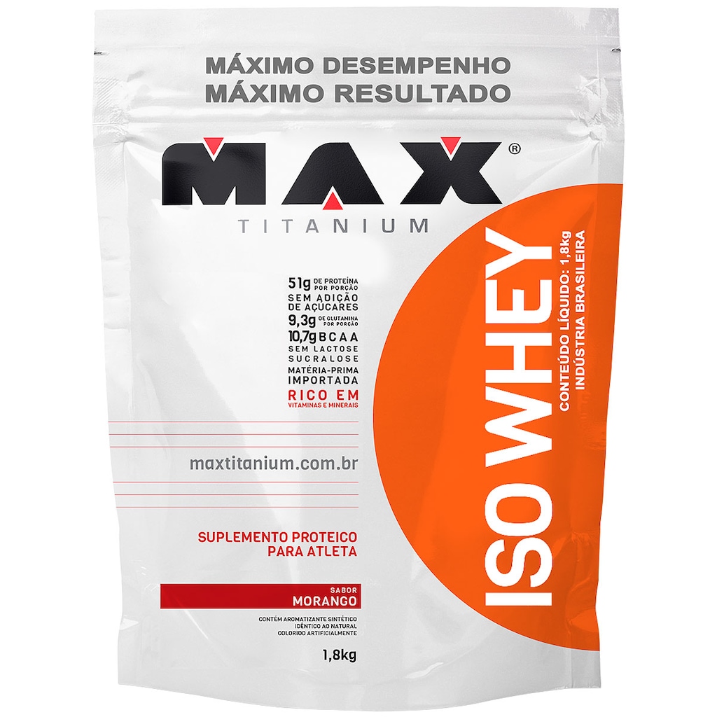Whey Protein Isolado Max Titanium Iso Whey - Morango - 1,8Kg - Foto 1