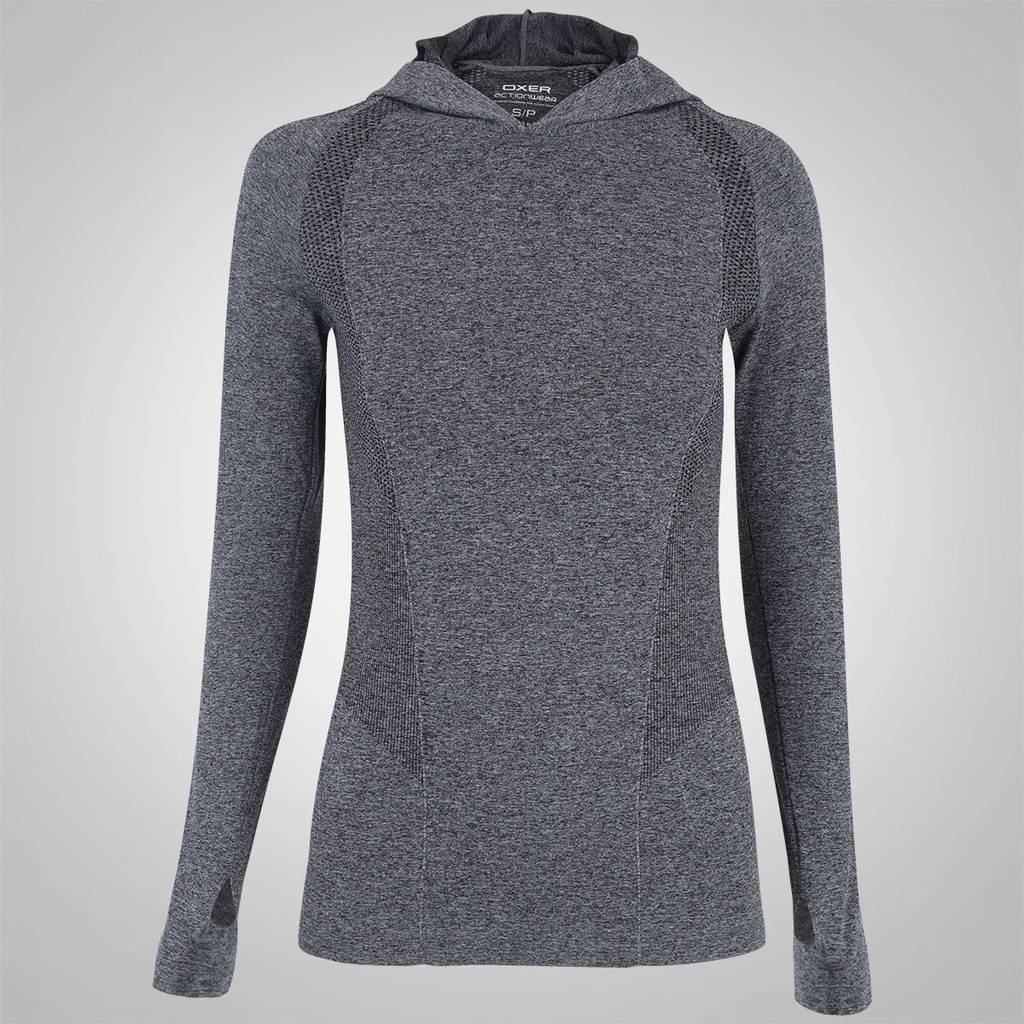 Camiseta Manga Longa com Capuz Oxer Seamless - Feminina - Foto 1