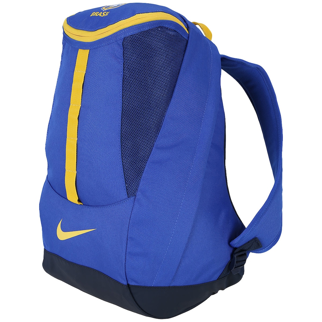 nike brasil allegiance backpack 2026 Brazil Academy  ProSoccer Dual top zipper closure with fabric pullers Nike Brasilia 9.5 Medium Backpack