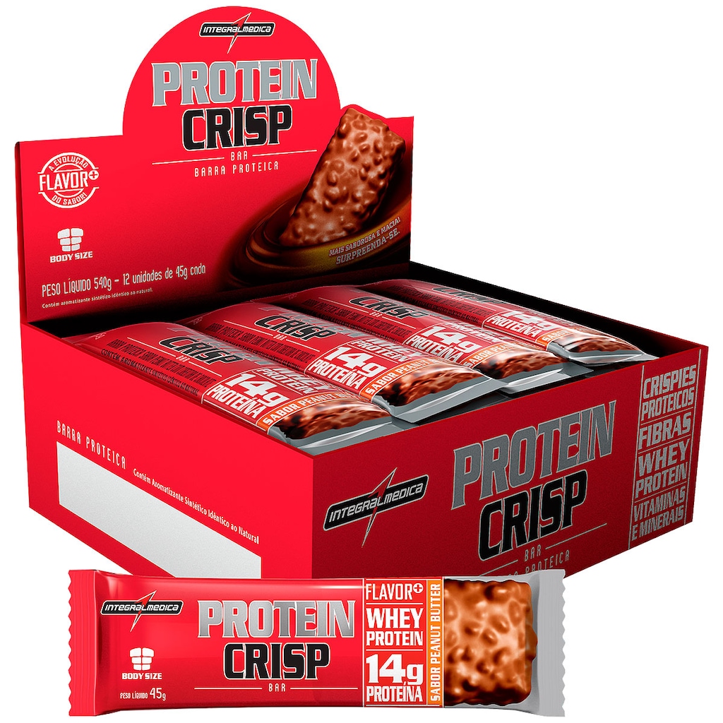 Barra de Proteina Integralmédica Crisp Peanut - 12 Unidades - Foto 1