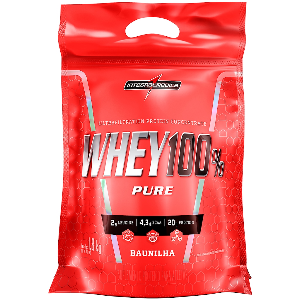 Whey Protein Integralmédica Baunilha 100% Pure - 1,8Kg - Foto 1