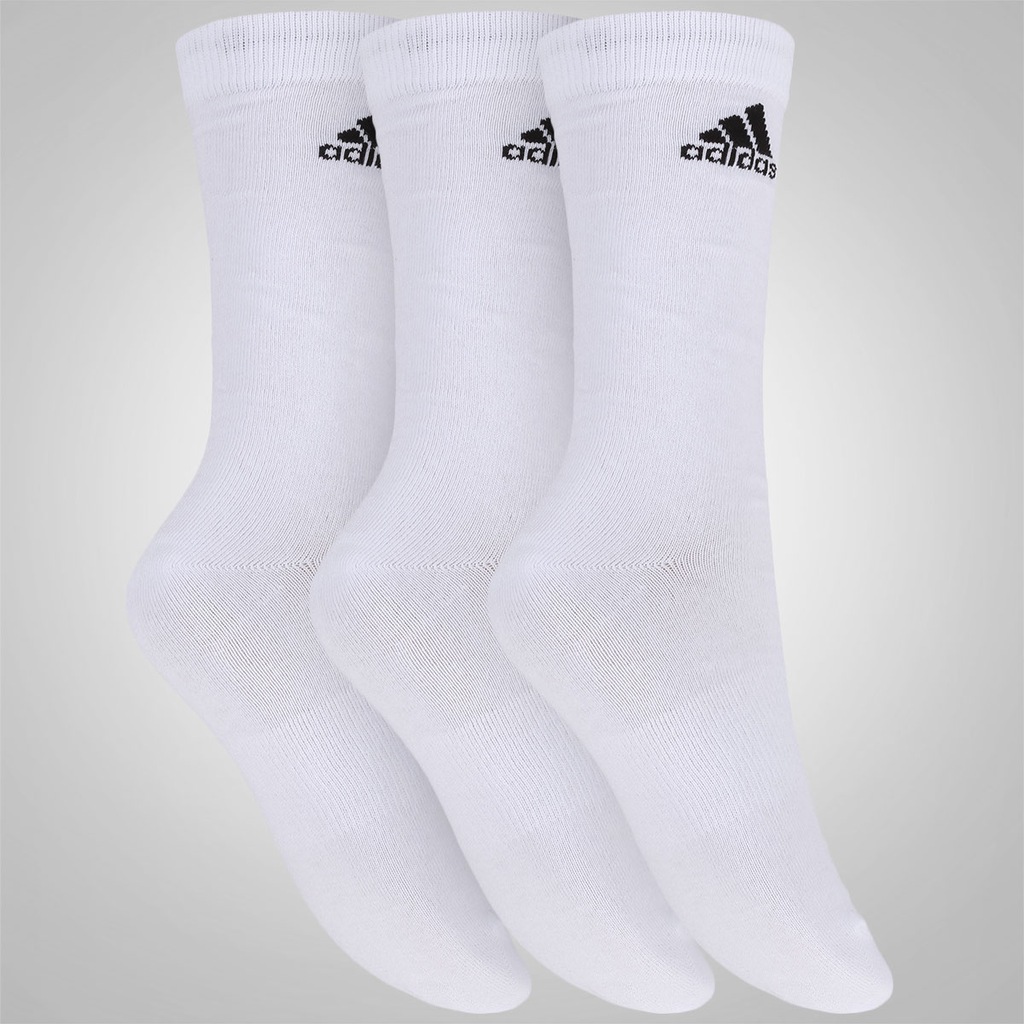 Kit de Meias adidas Crew Thin com 3 Pares - Adulto - Foto 2