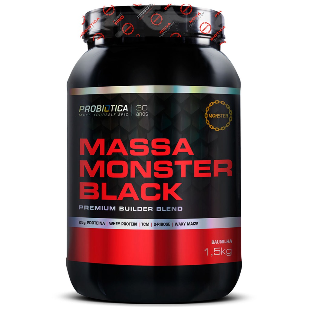Blend Probiótica Massa Monster Black - Baunilha - 1,5Kg - Foto 1