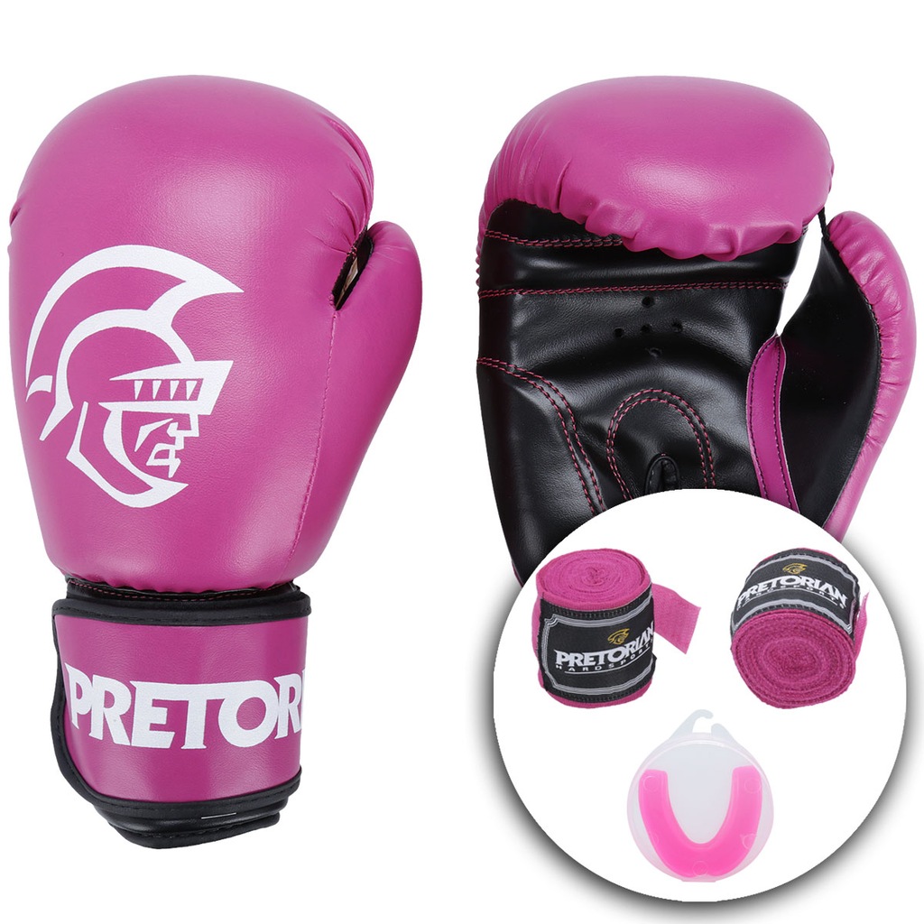 Kit de Boxe Pretorian: Bandagem + Protetor Bucal + Luvas de Boxe First - 12 OZ - Adulto - Foto 1