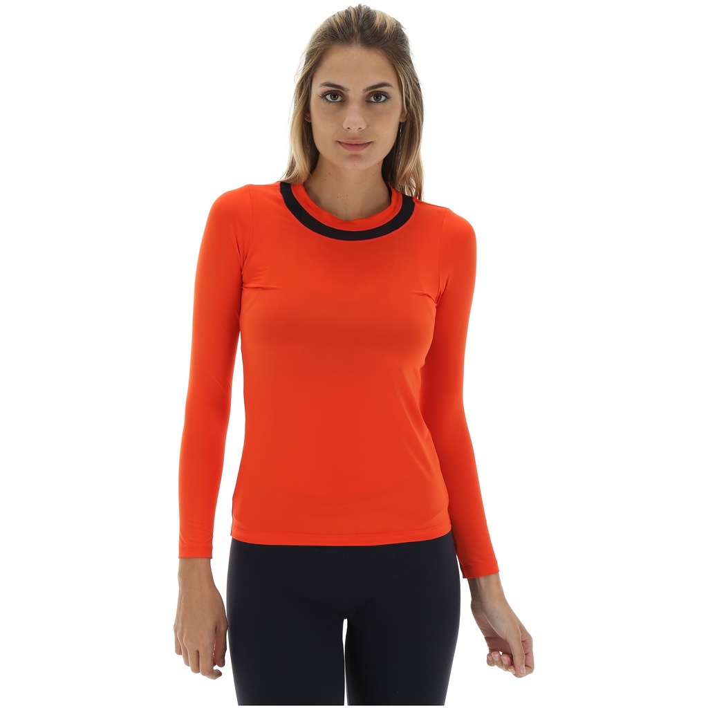 Camiseta Manga Longa Lauf Decote Tela - Feminina - Foto 1