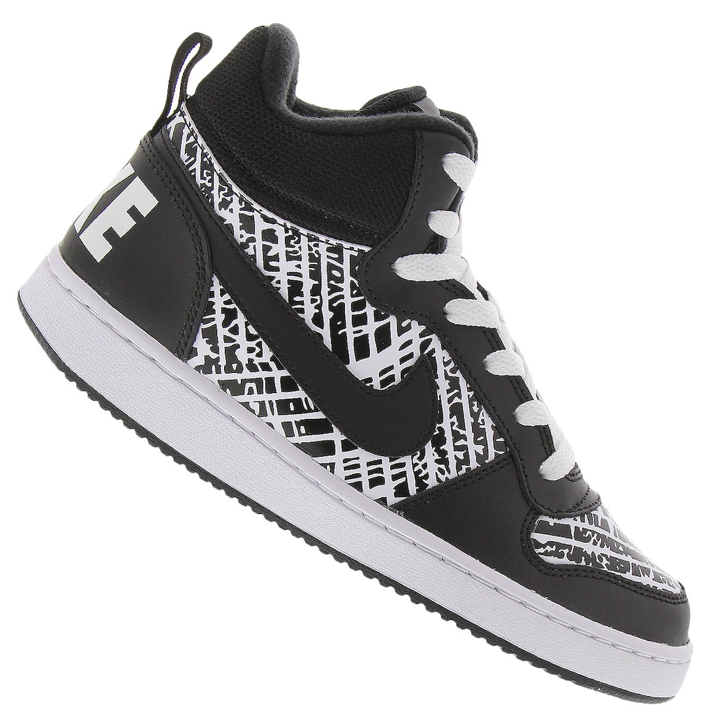 Tênis Cano Alto Nike Court Borough Mid Print - Infantil - Foto 1