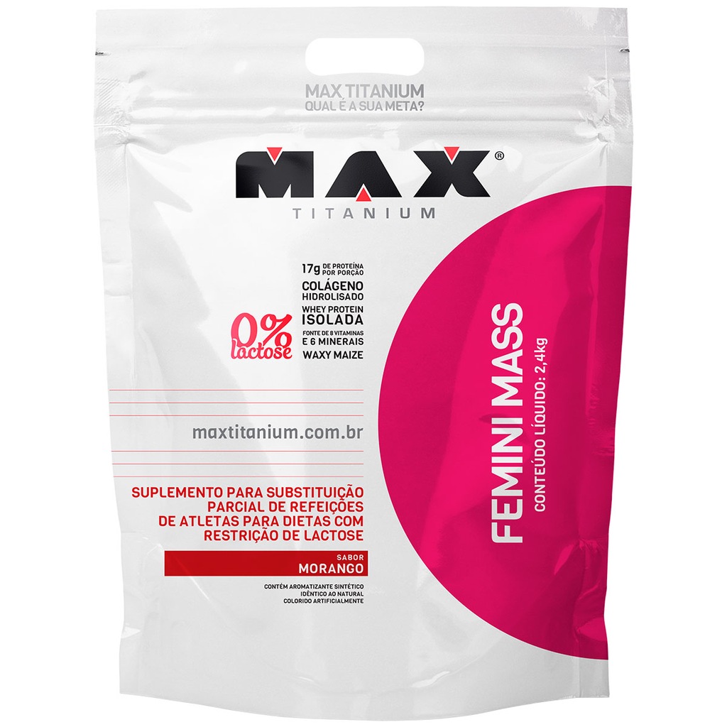 Femini Mass 2,4Kg - Morango - Max Titanium - Foto 1