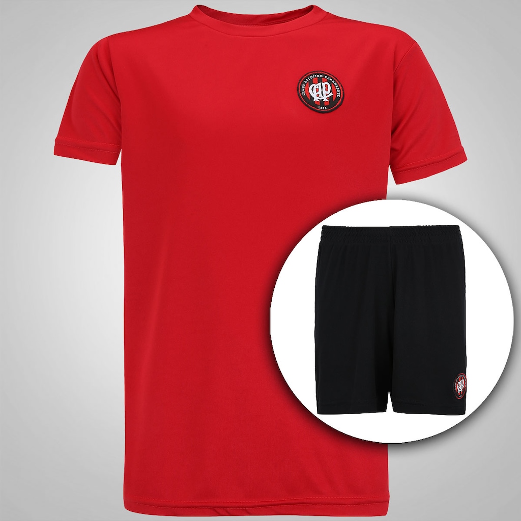 Kit de Uniforme de Futebol do Atlético-PR com Calção e Camisa Logo - Infantil - Foto 1