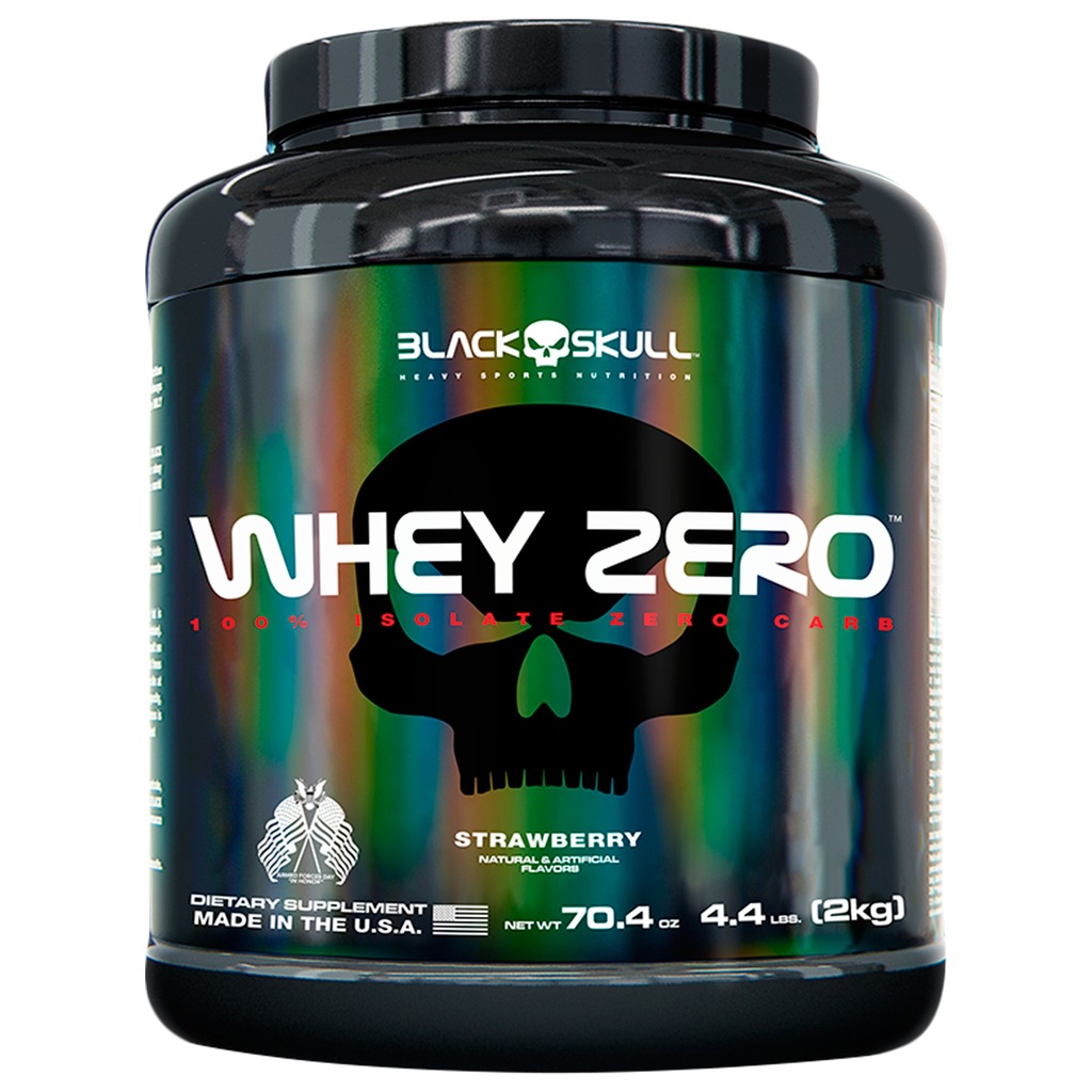 Whey Protein Black Skull Morango ISO Zero - 2kg - Foto 1