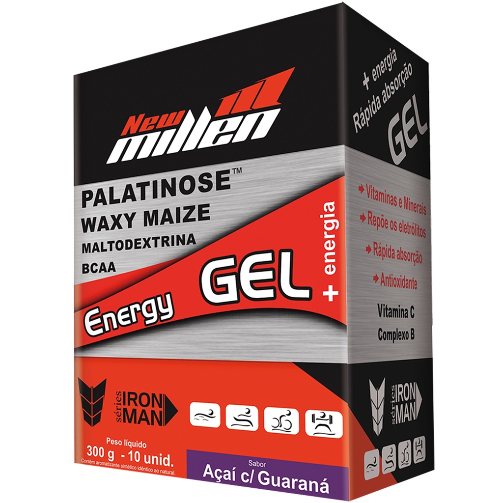 Iron Energy Gel 10 Unidades - Açaí Com Guaraná - New Millen - Foto 1