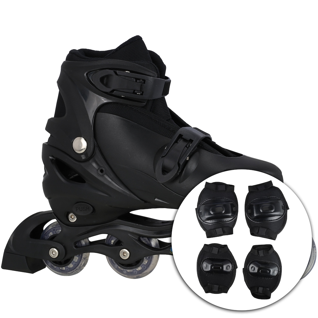 Kit Patins Spin Roller: Patins Ajustável + 2 Joelheiras + 2 Cotoveleiras - Adulto - Foto 1
