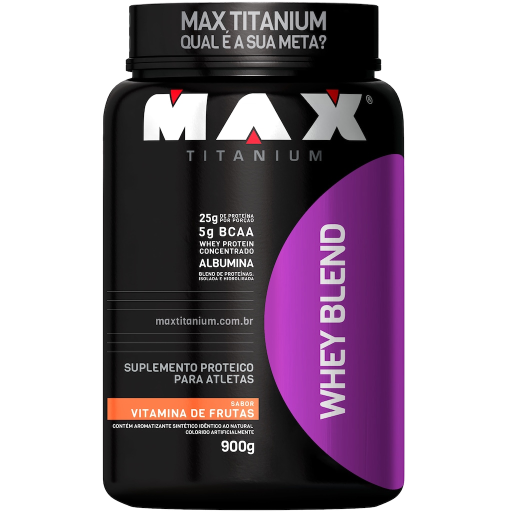 Whey Protein Max Titanium Vitamina de Frutas Blend - 900g - Foto 1