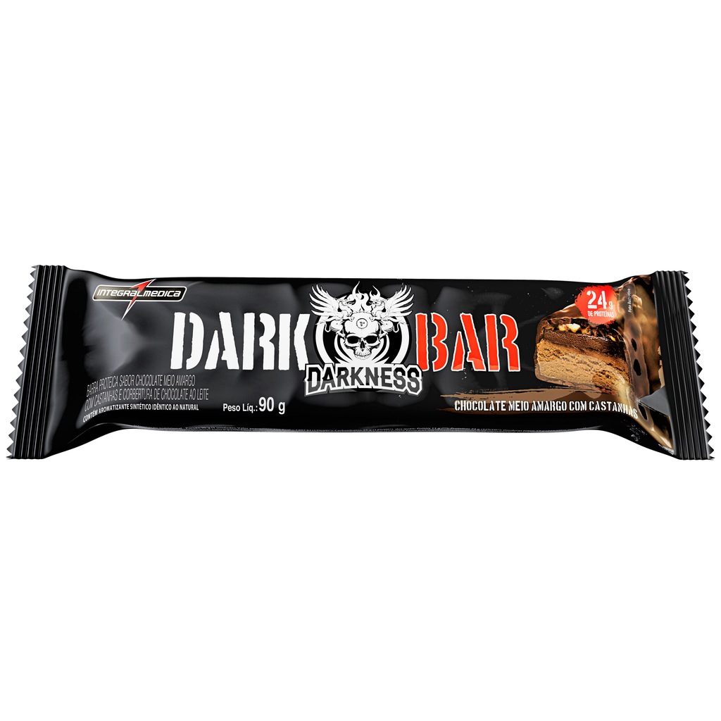 Dark Bar Darkness Integralmédica - Chocolate Meio Amargo com Castanhas - Caixa com 8 Unidades - Foto 1