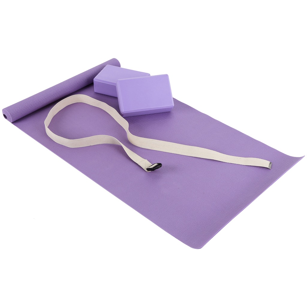 Kit de Yoga e Pilates Mor com Colchonete + Cinto + 2 Blocos em EVA - Foto 1