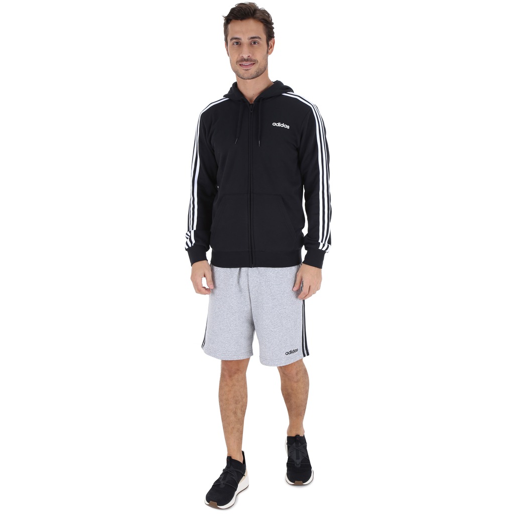 Jaqueta de Moletom com Capuz adidas 3S FZ French Terry - Masculina - Foto 4
