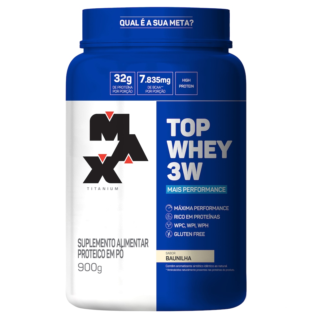 Whey Protein Max Titanium Baunilha Top 3W Mais Performance - 900g