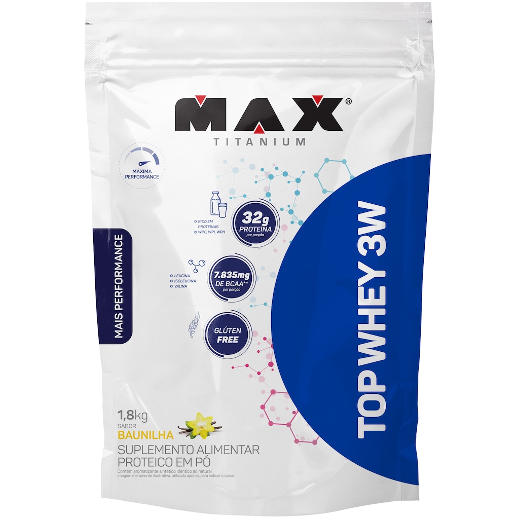 Whey Protein Max Titanium Baunilha Top 3W Refil - 1,8 Kg - Foto 1