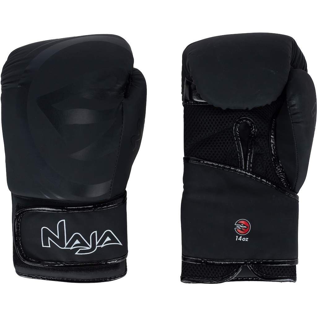 Kit de Boxe Naja: Bandagem + Protetor Bucal + Luvas de Boxe Black - 14 OZ - Adulto