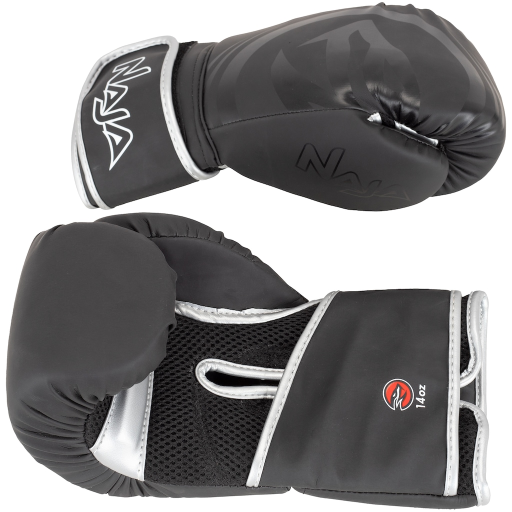Imagem 3 do produto Kit de Boxe Naja: Bandagem + Protetor Bucal + Luvas de Boxe Black - 14 OZ - Adulto