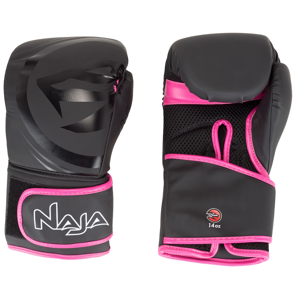 Imagem 2 do produto Kit de Boxe Naja: Bandagem + Protetor Bucal + Luvas de Boxe Black - 14 OZ - Adulto