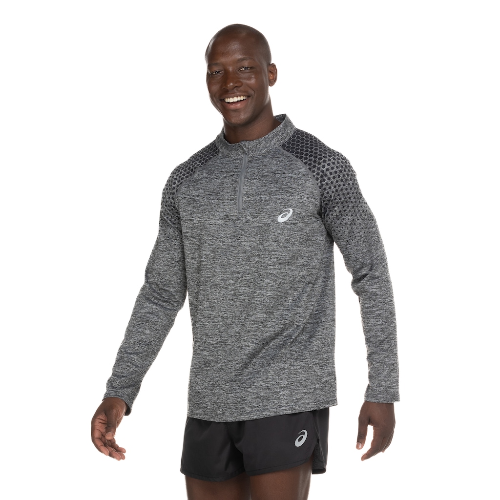 Camiseta ASICS Manga Longa Meio Zíper - Masculina - Foto 2