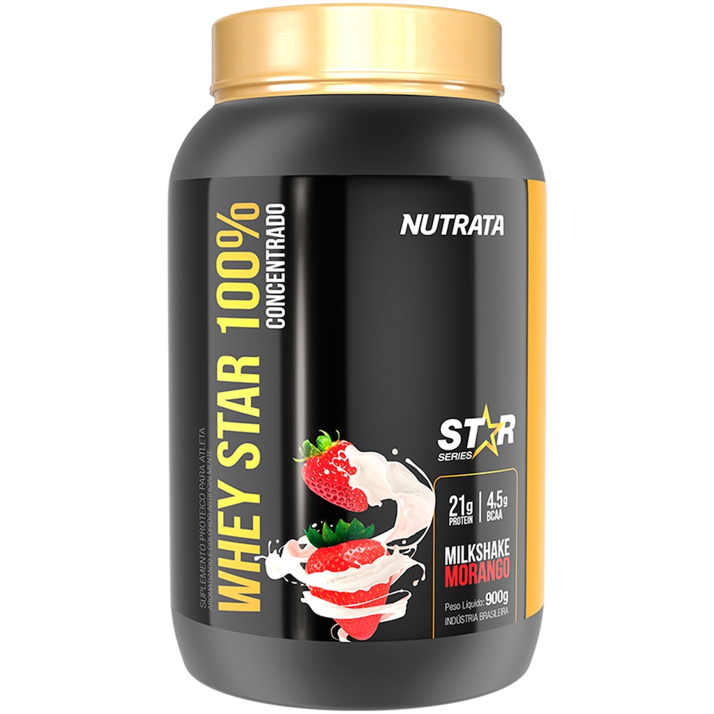 Whey Protein Nutrata Star 100% - Milk Shake Morango - 900g - Foto 1