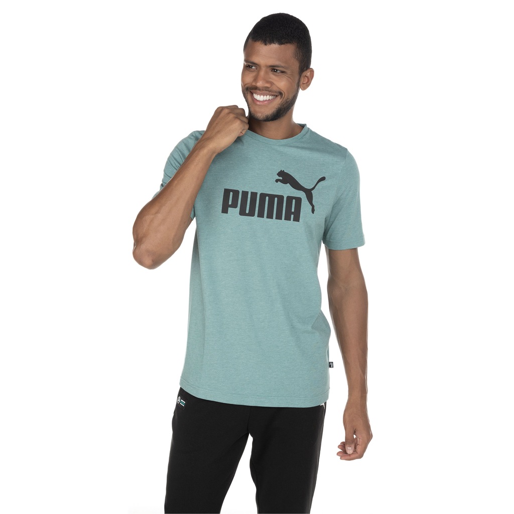 Camiseta Puma Manga Curta Essentials Heather - Masculina - Foto 2