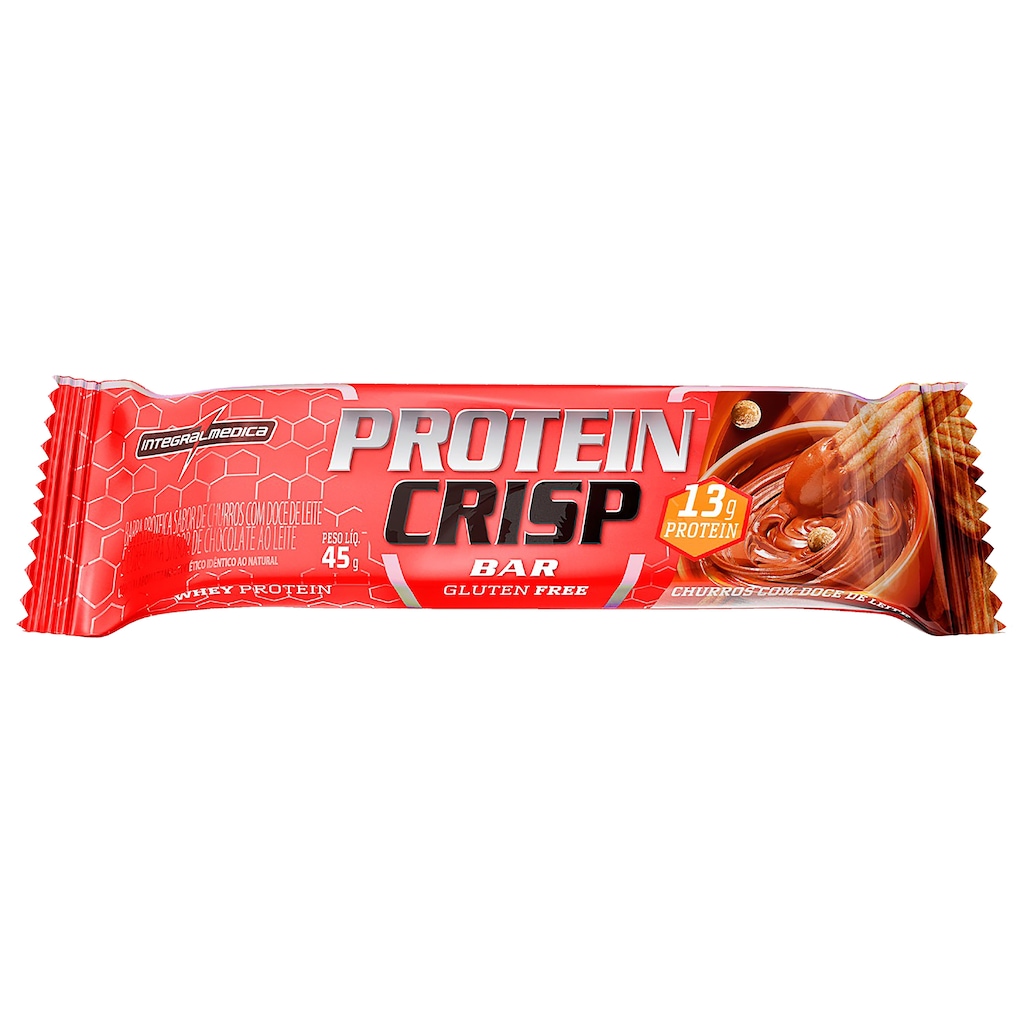 Barra de Proteína Integralmédica Protein Crisp Bar - 45g - Sabor Churros com Doce de Leite