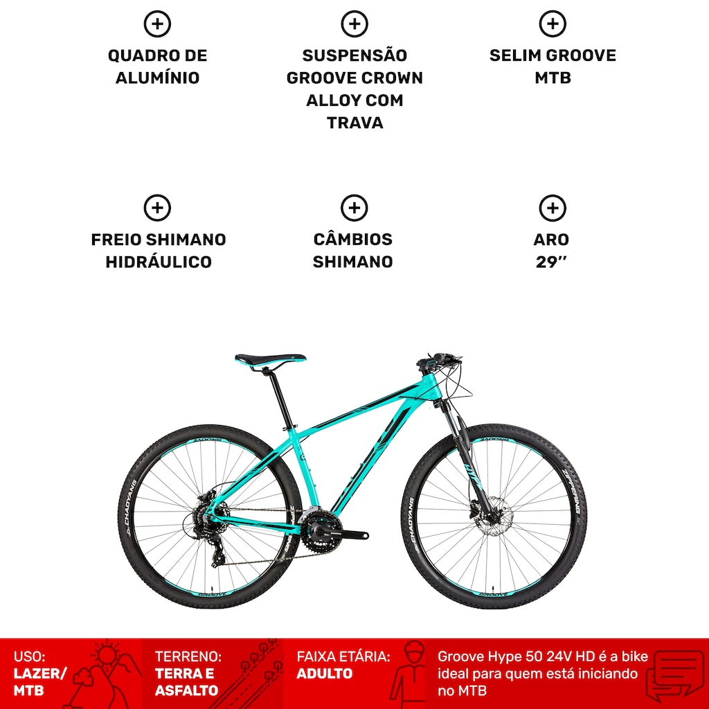 Imagem 3 do produto Mountain Bike Groove Hype 50 HD - Aro 29 - Freio a Disco Hidráulico - Câmbio Shimano - 24 Marchas