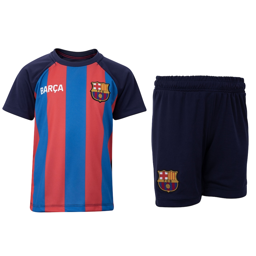 Kit de Uniforme de Futebol Infantil do Barcelona Camisa e Calção - Foto 1