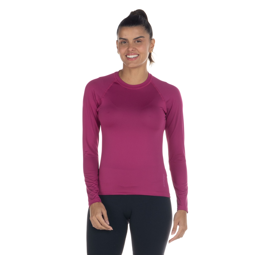 Camiseta Manga Longa Oxer com Proteção Solar UV Garden Lisa - Feminina - Foto 2