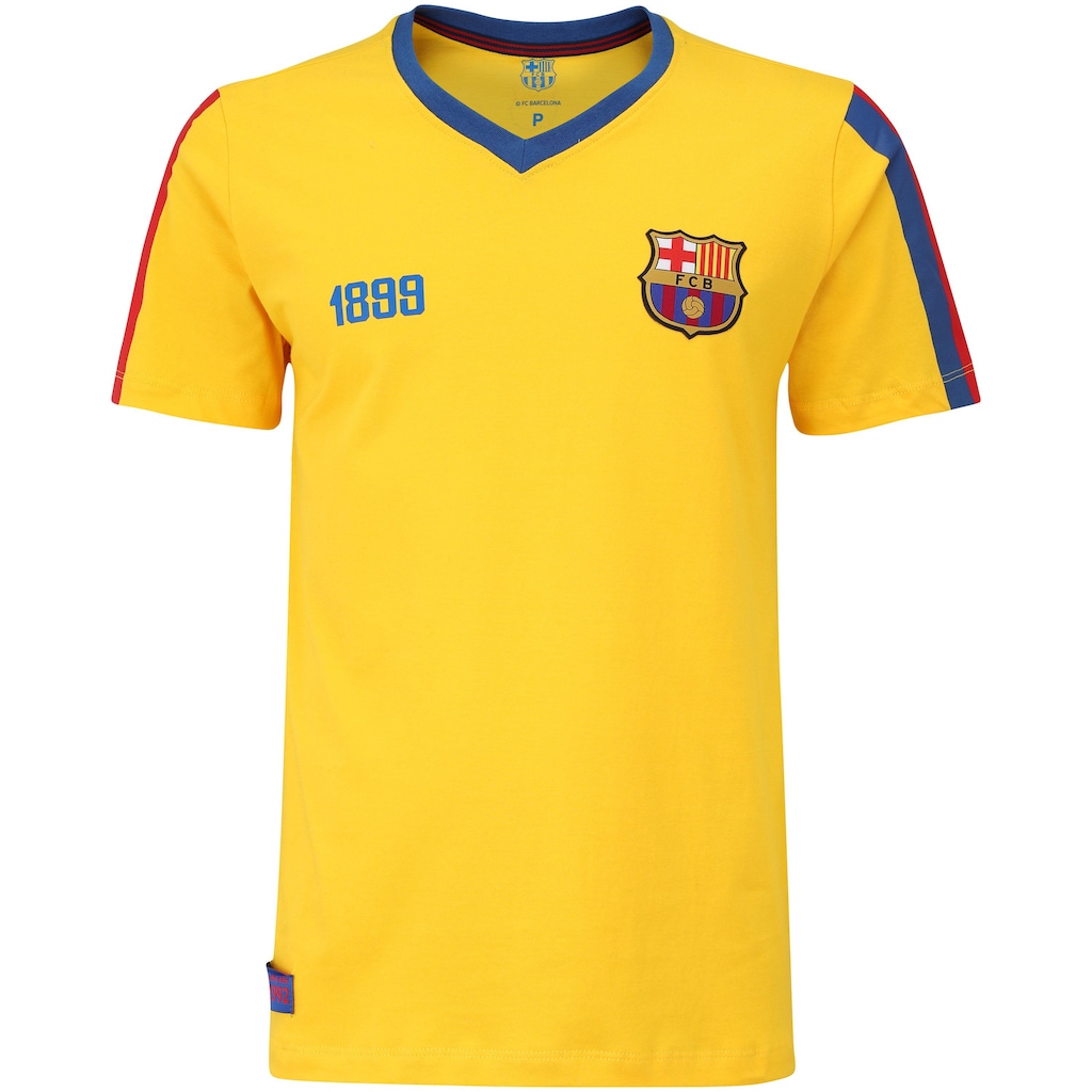 Camiseta Barcelona Manga Curta Casual Retrô Campions - Masculina - Foto 1