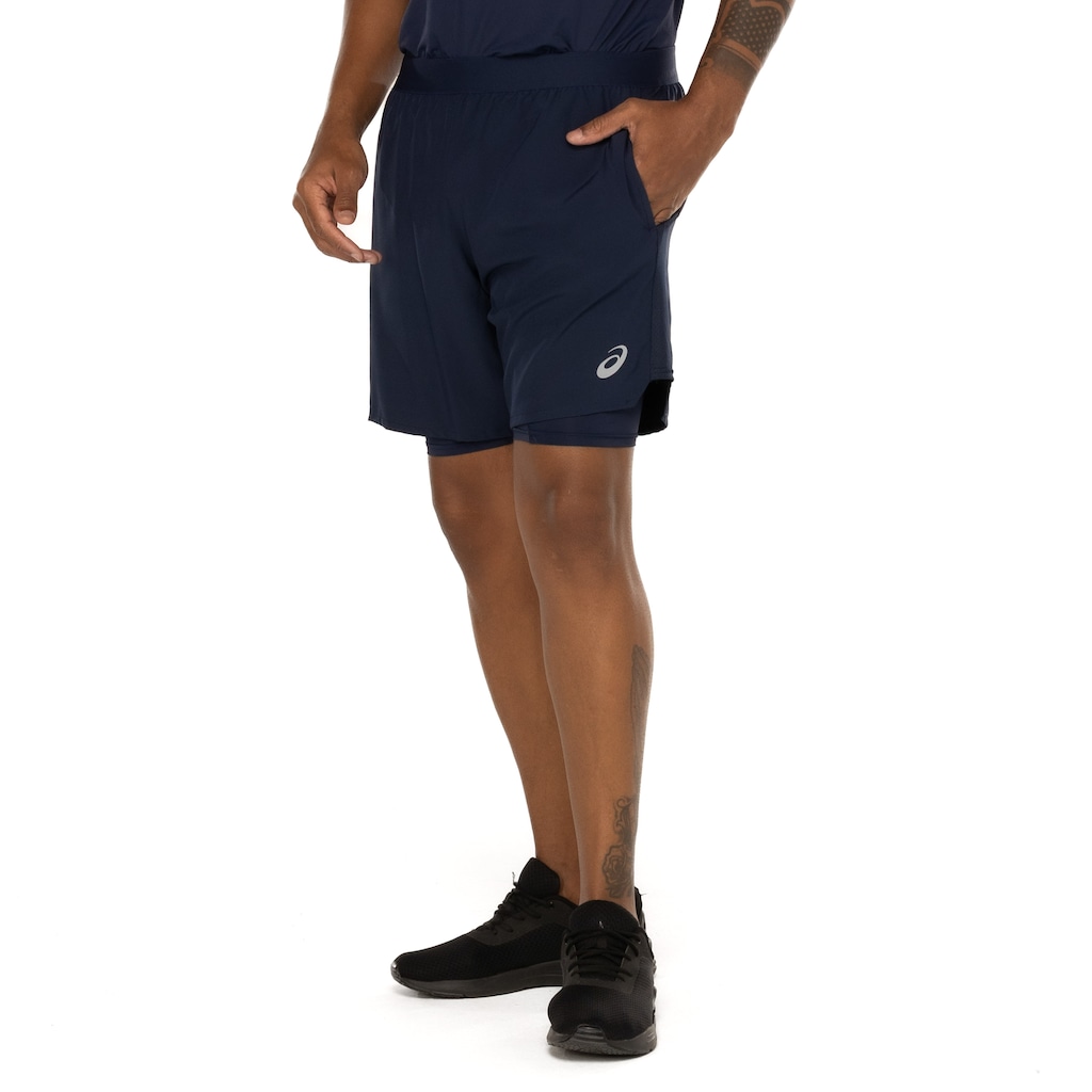 Bermuda ASICS Masculina 7" 2 Em 1 Mesh Lateral