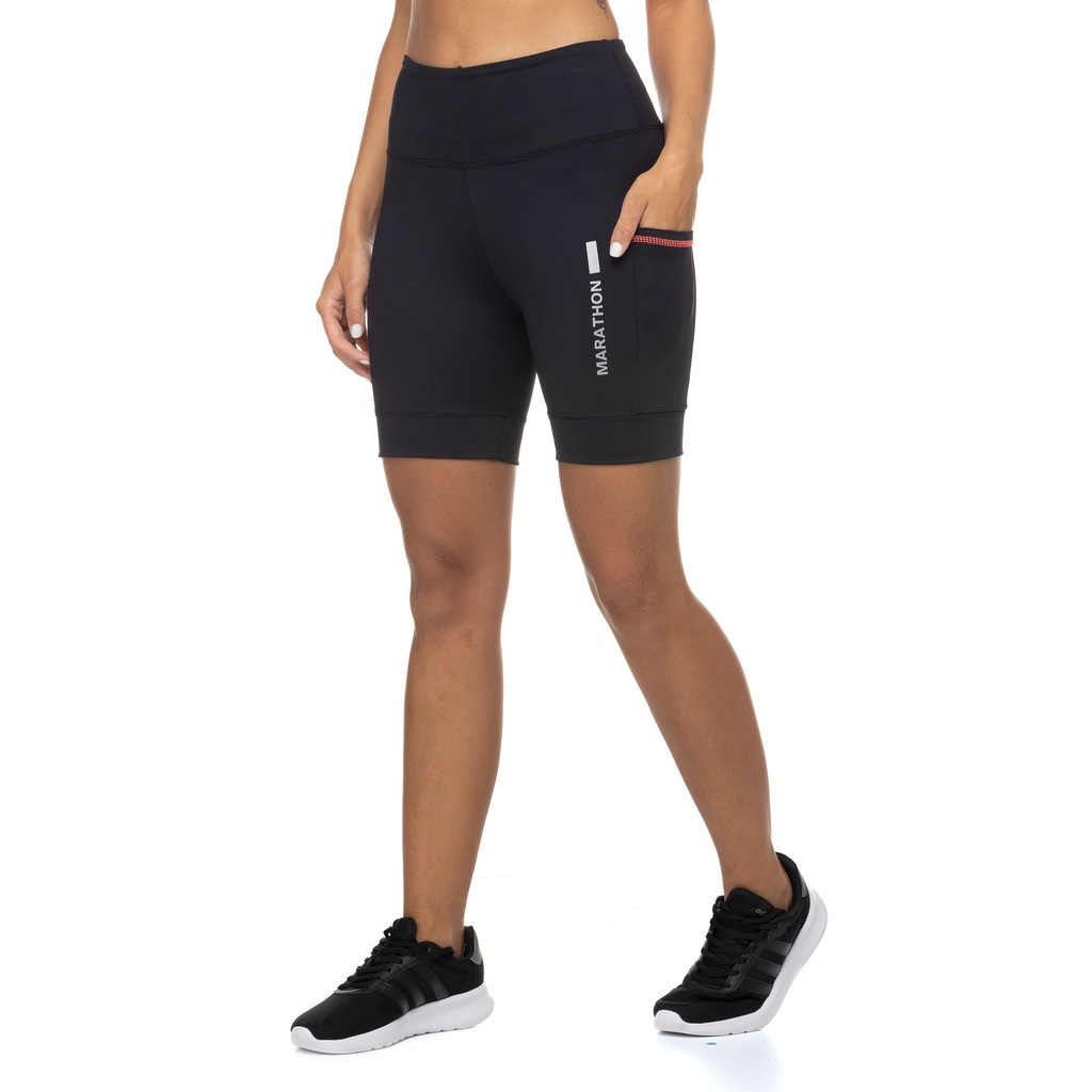 Bermuda Cós Médio e Alta Compressão Oxer Feminina Bolso Lateral Marathon - Foto 1