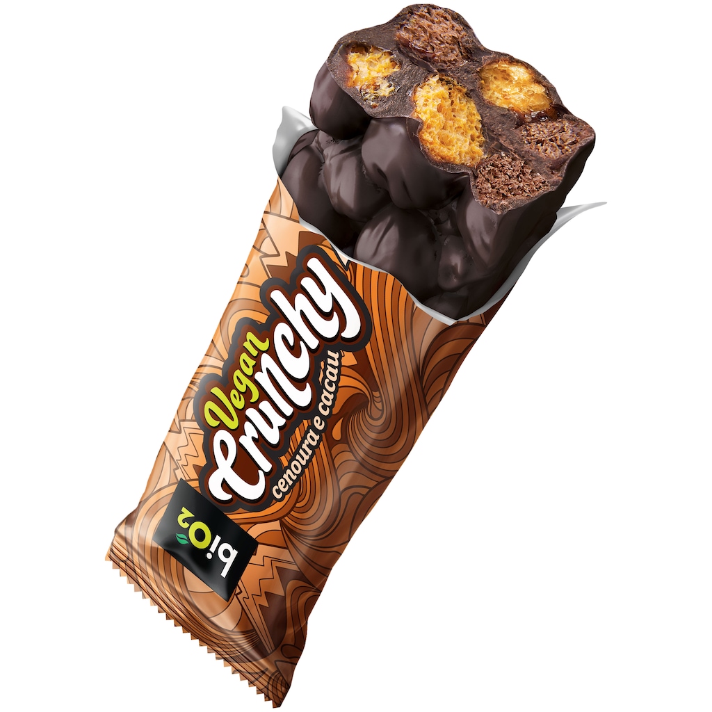 Imagem 2 do produto Barra de Proteína Bio2 Vegan Crunchy Cenoura e Cacau 28g com Cobertura de Chocolate Meio Amargo