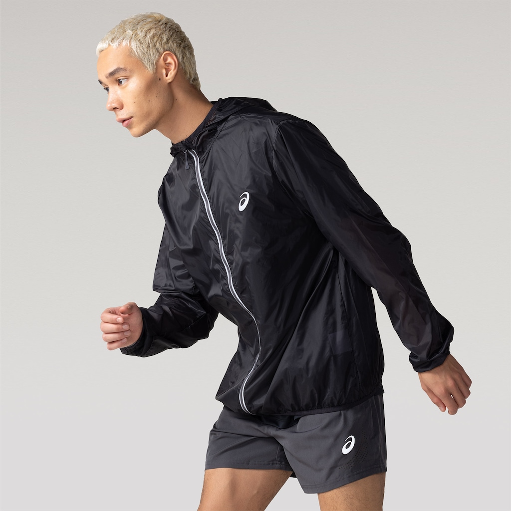 Jaqueta Corta-Vento Masculina ASICS com Capuz Ultraleve Compacta