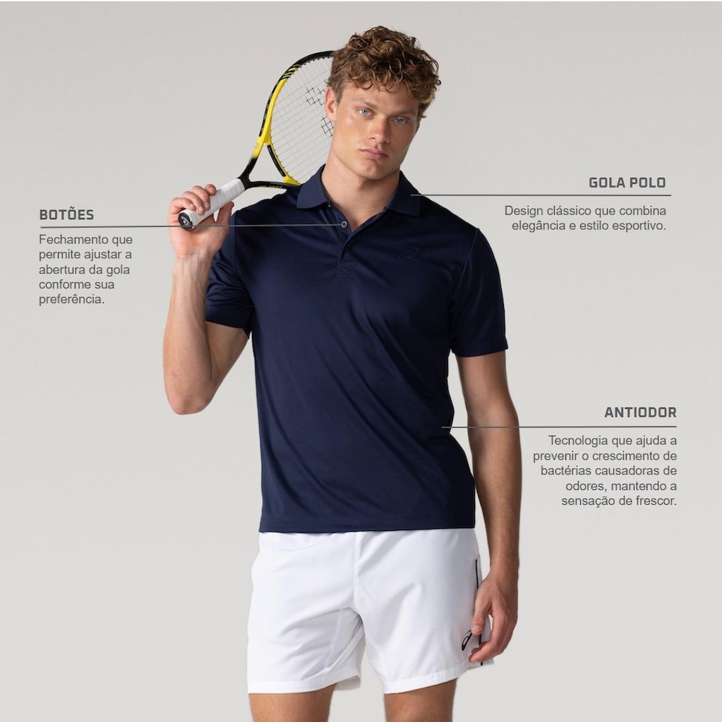 Imagem 2 do produto Camisa Polo ASICS Manga Curta Botões - Masculina