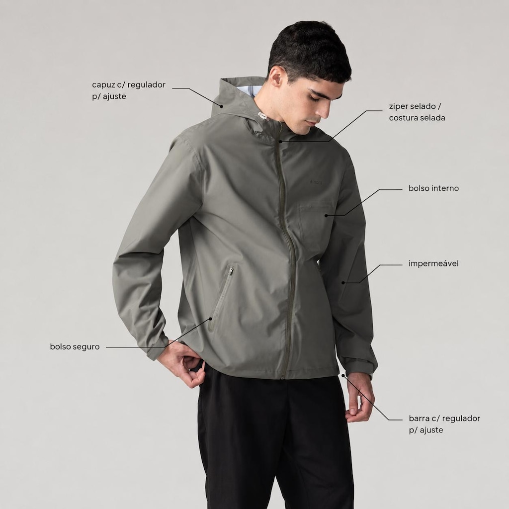 Imagem 2 do produto Jaqueta Masculina Nord com Capuz Impermeável Selada