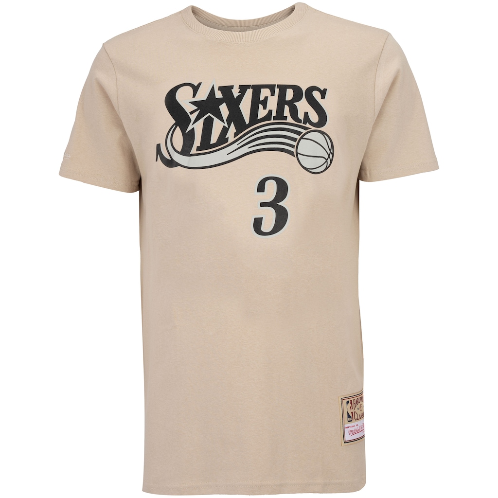 Camiseta Philadelphia 76ers NBA Mitchell & Ness Khaki Black - Masculina - Foto 1