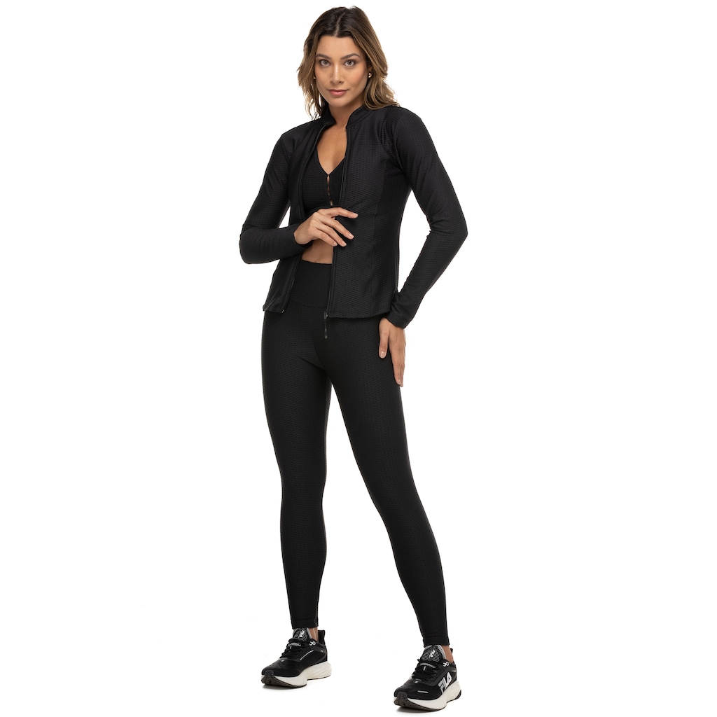 Imagem 4 do produto Calça Legging Oxer Feminina Textura Baixa Compressão Cós Médio New