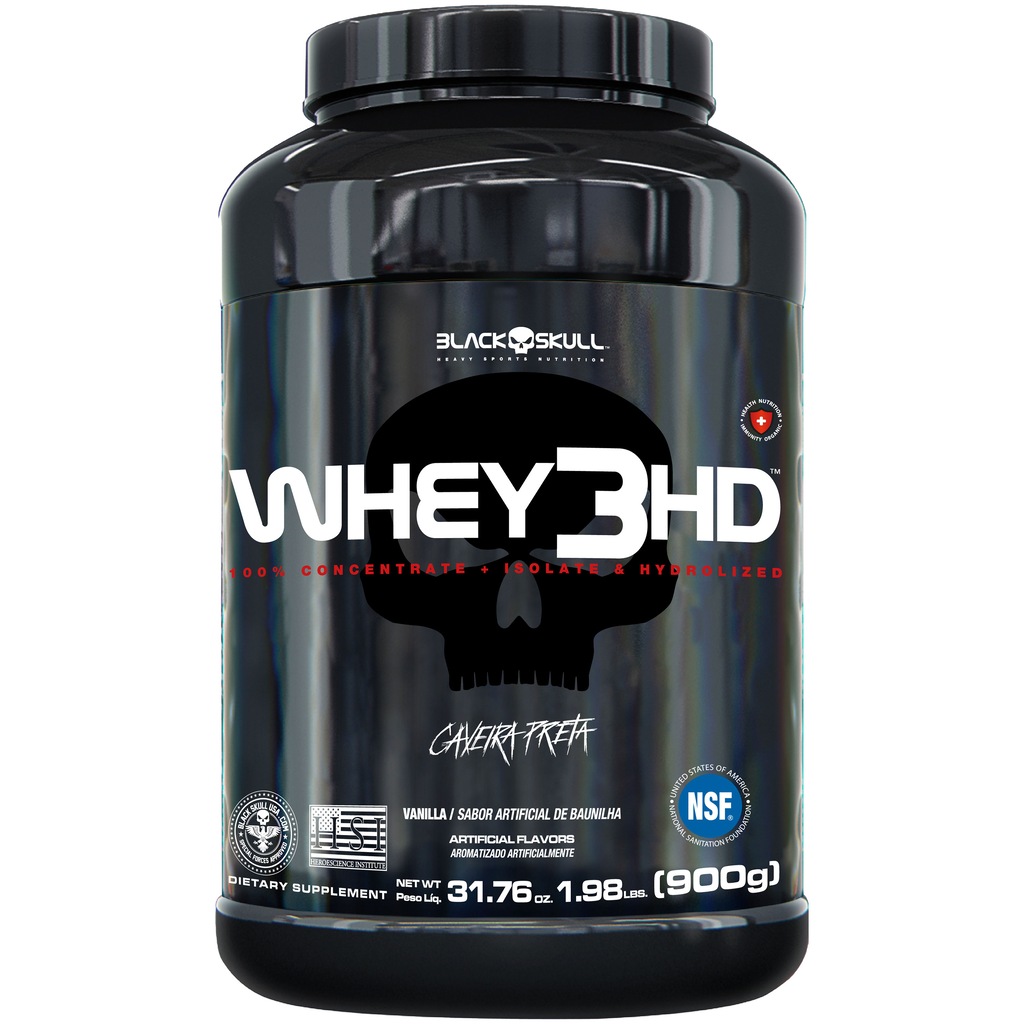 Whey Protein Black Skull Baunilha Whey 100% HD - 900g - Foto 1