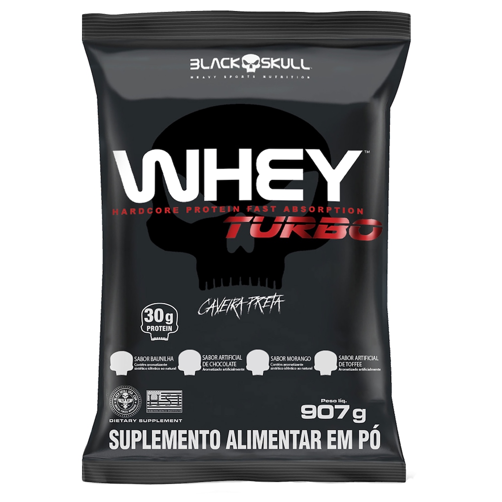 Whey Protein Black Skull Chocolate Whey Turbo - Refil - 907g