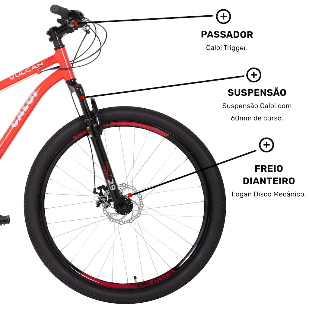 Imagem 5 do produto Bicicleta Caloi Vulcan - Aro 29 - Freio a Disco Mecânico - Câmbio Traseiro Shimano - 21 Marchas